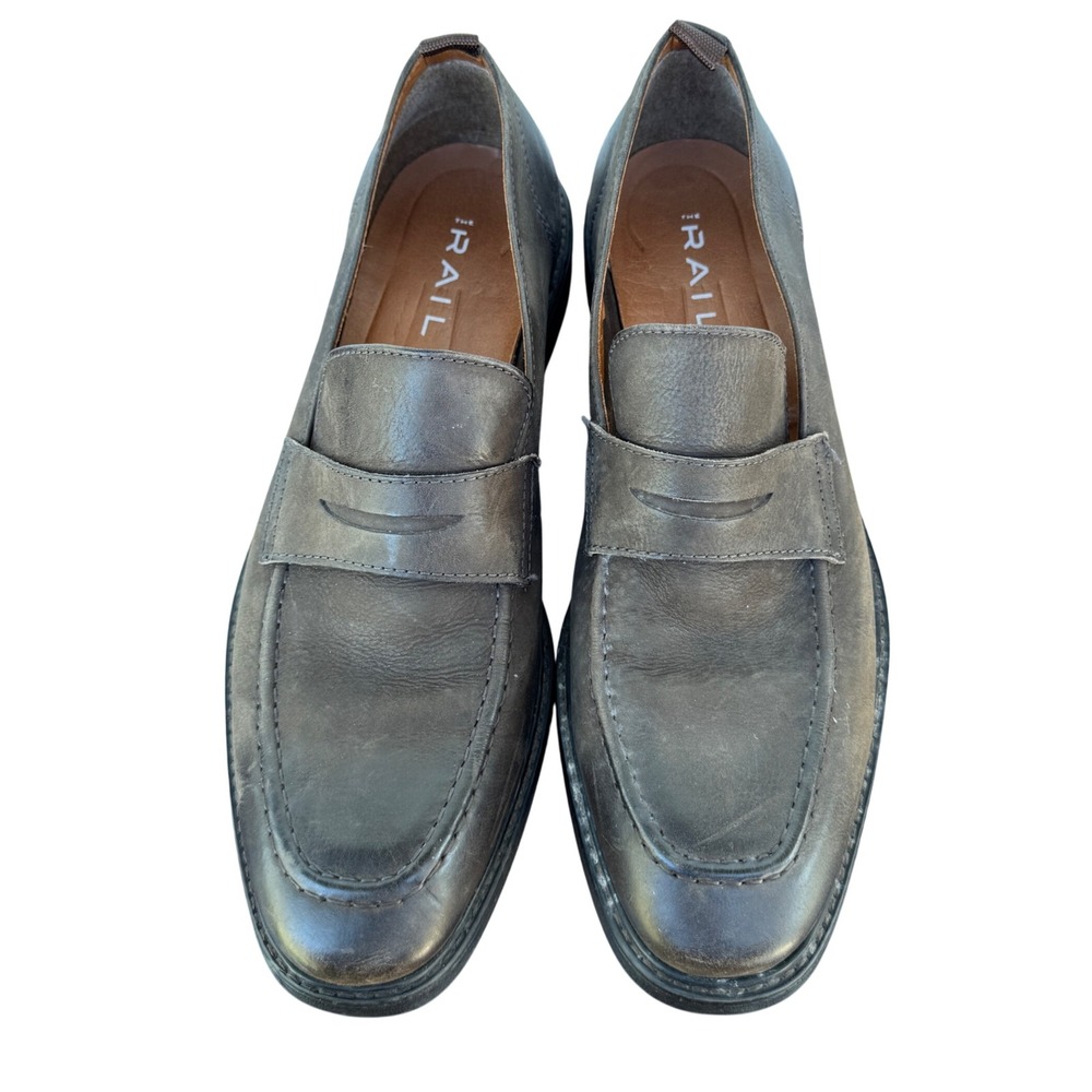 Nordstrom The‎ Rail Mens Distressed Brown Leather Loafer Shoes Size 45 11.5 Work